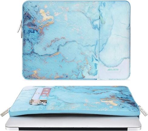 MOSISO Laptop Sleeve Compatible with MacBook Air/Pro, 13-13.3 inch Notebook, Compatible with MacBook Pro 14 inch 2023-2021 A2779 M2 A2442 M1, Polyester Vertical Watercolor Marble Bag, Green in Saudi Arabia