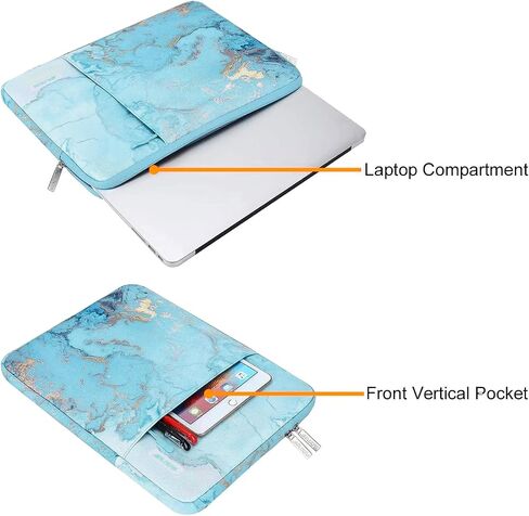 MOSISO Laptop Sleeve Compatible with MacBook Air/Pro, 13-13.3 inch Notebook, Compatible with MacBook Pro 14 inch 2023-2021 A2779 M2 A2442 M1, Polyester Vertical Watercolor Marble Bag, Green in Saudi Arabia