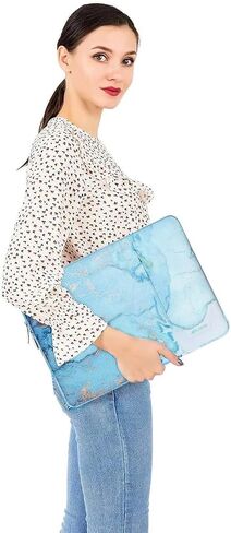MOSISO Laptop Sleeve Compatible with MacBook Air/Pro, 13-13.3 inch Notebook, Compatible with MacBook Pro 14 inch 2023-2021 A2779 M2 A2442 M1, Polyester Vertical Watercolor Marble Bag, Green in Saudi Arabia