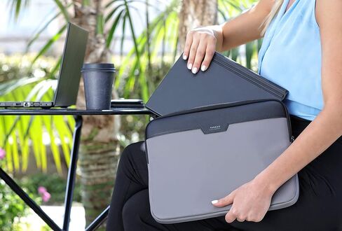 حافظة تارجوس نيوبورت ذات الطراز الحديث مع نايلون متين مقاوم للماء، وجيب خلفي بسحاب، وحقيبة منزلقة واقية تناسب أجهزة الكمبيوتر المحمول/الكمبيوتر المحمول مقاس 11-12 بوصة، أسود (TSS1001GL) in Kuwait