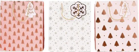 VOTUM 24pc Christmas Gift Bags with Handles + 60pc Holiday Gift Tags | Bulk Set for Wrapping Christmas Gifts, Party Favors, & Shopping – Sleek Modern Designs, Durable Paper Bags for Christmas Presents in Saudi Arabia