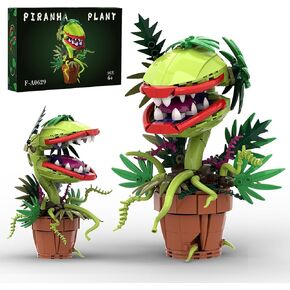 Audrey II Piranha Plant Flower Building Blocks Sets, Cannibal Plants Building Set, Openable Mouth Idear Gift Toy, Bonsai Plants Christmas Halloween Horror Décor Gifts for Adults