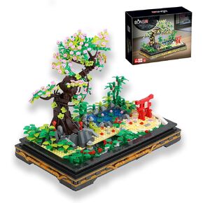 Bonsai Tree Building Sets，Japanese Style Cherry Blossom Tree Mini Building Blocks(1101PCS), Including Garden, Plants，Animal，Pond，Meaningful Gift for 6 7 8 9 10+ Kids and Adults…