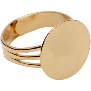 Adjustable Gold Ring Blanks with 16mm Flat Adjustable Ring Base 12 Blank Rings