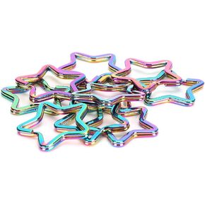 Pentacle Shaped Key Rings, Flat Metal Chain Rings Construction Long Lasting Lightweight Portable Colorful for Fashionable Home Car Office DIY Jewelry Handbag Keyring Supplies Attachment 10PCS