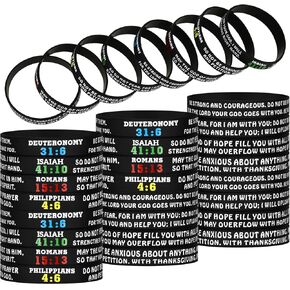 48 Pcs Bible Verses Bracelets Motivational Christian Rubber Bracelets Bulk Faith Hope Wristbands Bracelets Christian Scripture Bracelets for Men Women