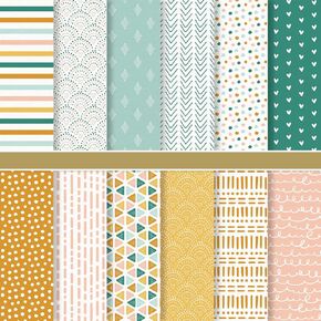 24 Sheet Boho Pattern Paper 12 Designs Colorful Scrapbook Specialty Paper Double Sided Craft Paper For DIY Card Making Photo Album Decor, 11.8 x 11.8 Inch