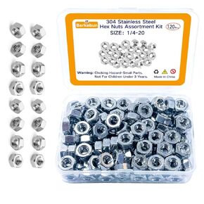 Hex Nuts Assortment Kit 4#40,6#32,8#32,10#24,10#32,12#24, 1/4"-20,5/16"-18,3/8"-16,1/2"-13 Hardware Nuts,Metal Nuts, Steel Nut,Stainless Hex Nuts Set(150 pcs)