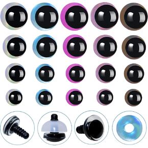 80Pcs 3D Laser Safety Eyes and Washers - Thalinfayi 14/16/18/20mm Laser Moon Crochet Amigurumi Eyes Strabismus Safety Eyes for Amigurumi, Crafts, Crochet Doll DIY Making or Replace Supplies in Kuwait