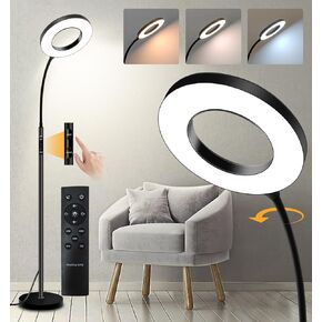 LED Reading Floor Lamp with Remote & Touch Control, Bright Adjustable Gooseneck Lamp for Living Room Bedroom Office, Eyelash Extensions tattooing Light,（Timer,2700K-6500K