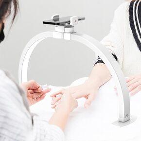 Half Moon Light for Nail Desk, 29In 38W Foldable LED Lash Light with Phone Holder, Nail Tech Light with 3 Color Modes 10 Brightness, Table Nail Desk for Beauty Eyelashes Tattoos Crafts, White