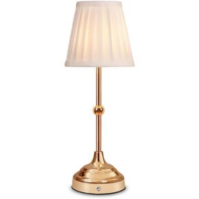 Cordless Metal Desk Lamp, Touch Sensor Control LED Table Lamp,3 Color Stepless Dimmable Battery Powered Lamp,Night Light for Kids Nursery,Bedroom/Desk/Cafe (Gold)