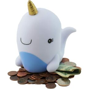 Narwhal Coin Bank (Coin Holder) (Narwhal Shaped Piggy Bank) (Plastic Narwhal for Storing Money, Coins, Miz)(1 Narwhal per Pack)