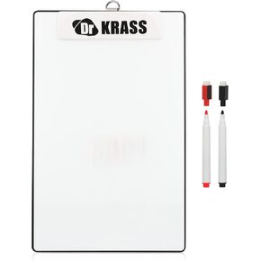DrKRASS Heavy Duty Magnetic Dry Erase Clipboard with Pens Set - Letter Size 9x12.5 Inches, Fridge Whiteboard, Strong Magnet, Durable Plastic, Sturdy Metal Clip - Office, School, Home, Warehouse