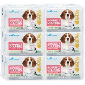 حفاضات للكلاب للاستعمال مرة واحدة مستوحاة من مخلب | حفاضات أنثى الكلب حماية فائقة | حفاضات للكلاب في حالة الحرارة أو التبول المثير أو سلس البول (12 و144 قطعة) (صغير جدًا (12 قطعة)) in Kuwait