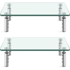 KKTONER GLASS Monitor Stand with Height Adjustable for Home Office 2 Pack Computer Monitor Riser PC Screen Riser for Desk Organzier Laptop