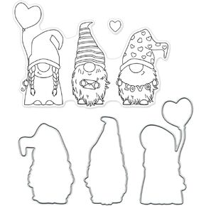 Gnomes Stamps and Dies for Card Making, Santa Clear Stamp Christmas Cutting Dies Graduation Heart Die Cuts for Holiday Card Making Decoration DIY Scrapbooking Transparent Album Decor Paper Craft