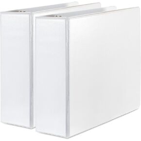 3 Ring Binder, Heavy Duty D Ring Binders, 4 Inch Binder, Extra Large Wide Clear View Binder, for 8.5 x 11 Inch Letter Sized Sheets - Presentation Folder for Pages, Documents (2 Pack, White)