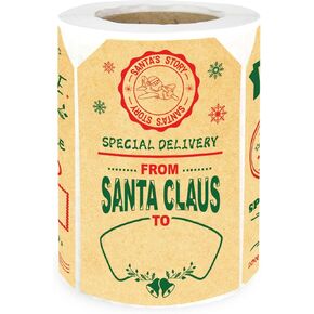 Christmas Gift Tags Stickers Self Adhesive from Santa Kraft Label for Kids Name Tags Present Box Envelopes Decorations 200Pcs