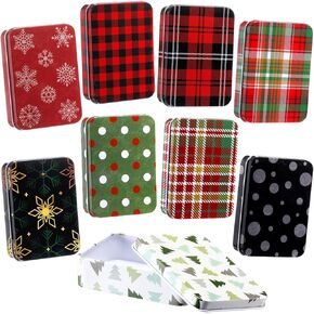 Yungyan 36 Pcs Christmas Gift Card Holder Tin Boxes Rustic Metal Tin Boxes with Lids Small Colorful Christmas Boxes Containers for Christmas Party Favors Xmas Holiday Gifts Stocking Stuffers(Classic)