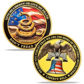 Military Challenge Coins - United States Liberty and Independence Challenge Coin - Liberty Bell Design Freedom Independence Veterans Coin Patriotic Collectible Gift