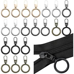 20 Pack Zipper Pull Replacement Round Metal Detachable Repair Zipper for Small Hole Zippers DIY Sewing Zippers Repair Kits for Jackets Coats Shoes Backpack Luggage Suitcase