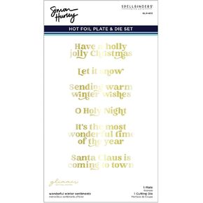 Spellbinders Wonderful Winter Sentiments Glimmer Hot Foil Plate & Die Set by Simon Hurley, Metal