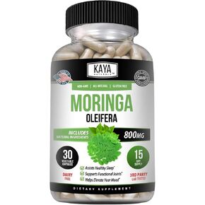 Kaya Naturals Moringa Leaf Extract - Complete Greens Superfood Supplement - Pure Miracle Tree Moringa - Boost Energy Naturally - Nutrient Dense Vitamins for Adult - 60 Veggie Count