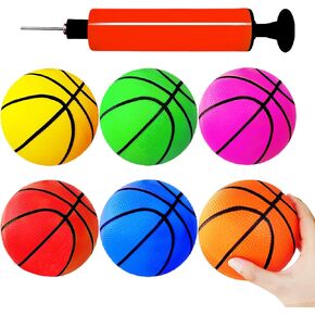 Dshengoo 12 Pcs 5 Inch Mini Basketballs,Colorful Rubber InflatableBasketball,Pool Kick Balls Toy with Inflation Pump for Indoor Mini Basketball Hoop,Beach Sports Game,Party Favor