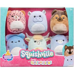 Squishville by Original Squishmallows Beach Day Squad Plush - Six 2-Inch Squishmallows Plush Including Mauricio, Deniz, Cosmina, Shauna, Chester, and a Surprise Squishmallow