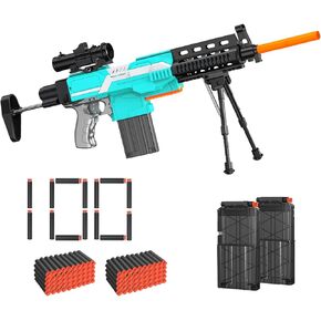 مسدس لعبة أوتوماتيكي لطلقات نيرف - 3 أوضاع لعبة مسدسات رغوية مع Bipod، مشبكين للمجلات، 100 رصاصة، مدفع رشاش أوتوماتيكي للأولاد والأطفال من سن 6 إلى 12 عامًا، هدايا لعيد الميلاد وعيد الميلاد