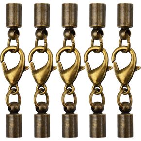 20pcs Antique Bronze Lobster Claw Clasps Leather Cord End Caps Link Connectors for DIY Necklaces Chokers Bracelet Jewelry Making,34x7.5mm,Fit 3.8mm Cords