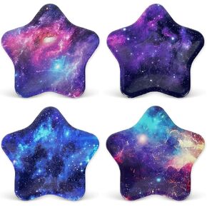 Whaline 40Pcs Galaxy Space Party Paper Plates Star Shaped Disposable Plates 4 Designs Decorative Tableware for Party Supplies Table Decor, 7.1 Inch