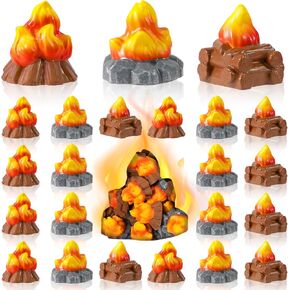 20 Pcs Mini Fake Fire Campfire Model - Miniature Village Campfire Landscape DIY Terrarium Crafts Christmas Miniature Town Accessories for Mini Christmas Scene Micro Landscape Decor