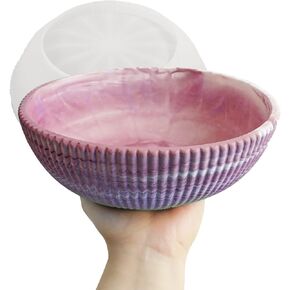 Wehous Large Round Bowl Silicone Molds, Embossed Container Candle Holder Epoxy Resin Concrete Molds, Big Texture Storage Jewelry Holder Mould Makeup Organizer Succulent Pot Art Crafts Gift Decor