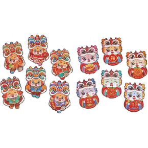 Red Envelope Dragon 2024-12 PCS Shiny Chinese New Year Dragon Red Envelope, Cute Year of Dragon Red Envelope, Lucky New Year Greeting Money Envelope, Chinese Red Envelope 2024 New Year Gift