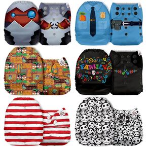 Mama Koala 1.0 Cloth Diapers for Babies, 6 Pack Pocket Shell Only (NO Inserts) - One Size Washable and Reusable Pocket Diapers for Newborns and Toddlers - 160011