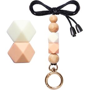 Cute Adjustable Lanyards for Id Badges and Keys for Women Teacher，Silicone Beaded Breakaway Lanyard