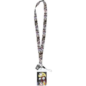 Disney Tim Burton's The Nightmare Before Christmas Jack & Sally Lanyard with Soft Dangle & Card Holder,Multi-colored,3"