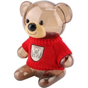 Children Piggy Bank, Plastic Transparent Cartoon Bear Coin Piggy Bank Money Box for Birthday Home Decoration(Blue)