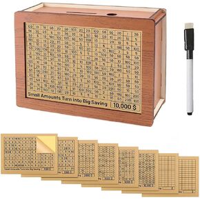 Kakeibo Money Box: Wooden Piggy Bank for Adults, Portable Savings Box with Counter - Money Saving Box (5000), HGFJDG2 in Saudi Arabia