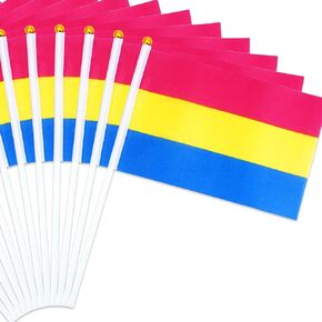 50 Pack Pansexual Flag Pride Flags Pan Flag Pride Month Accesories Pansexuality Omnisexuality Handheld Flags Decorations Stuff for Parades Rainbow Festival Party