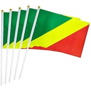 25 Pack Hand Held Small Mini Flag Congo Congolese Flag Stick Flag Round Top National Country Flags,Party Decorations Supplies For Parades,World Cup,Festival Events,International Festival