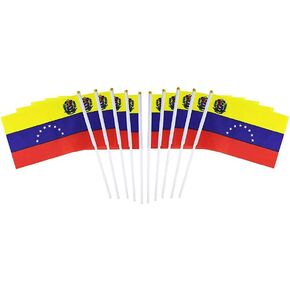 10 Pack Venezuela Venezuelan Flags on Stick 5x8 Inch,Patriotic Decorations,Classroom Decor,Small Mini Flags on Sticks,Flag Decorations for Party.