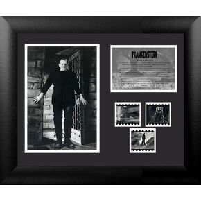 Frankenstein Boris Karloff Universal Monsters FILMCELLS Framed Wall Art Presentation with 3 Clips of Film - 11x13
