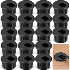 10 Packs Black Desk Cable Wire Grommet Cord, PC Computer Desk Plastic Grommet Cord, Tidy Cable Hole Cover Organizers (25 mm/ 1 Inch Mounting Hole Diameter)