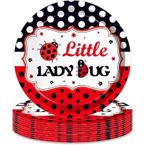 24Pcs 9 Inch Ladybug Paper Plates Ladybug Insect Dinner Paper Plates Sweet Set Ladybug Theme Birthday Party Supplies in Saudi Arabia