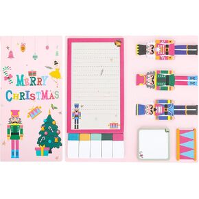 440 Sheets Christmas Sticky Notes Set Cute Pink Xmas Nutcracker Self-Adhesive Notepads Separation Tabs Writing Memo Pages for Office School Home Supplies