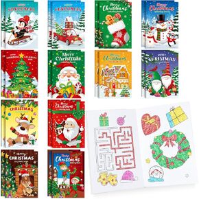 BenLouis Christmas Mini Coloring Activity Books for Kids Christmas Party Favors Bulk for Xmas Holiday Classroom School Gift Prizes Stocking Goodie Bags Stuffer Craft（24Pcs Coloring Book