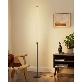 Minimalist Corner Floor Lamp - 3000K-6000K LED Linear Standing Lamp - Dimmable Modern Floor Lamp with Remote & Foot Switch for Living Room, Bedroom -12W (Black)